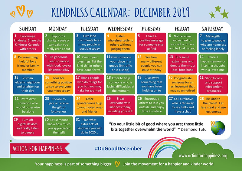 Archive Action Calendar - Do Good December 2019, image is courtesy of www.actionforhappiness.org