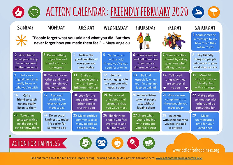 Archive Action Calendar - March 2020, image is courtesy of www.actionforhappiness.org