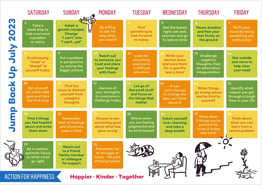 Jump Back Up July 2023 - Action for Happiness Calendar (image)