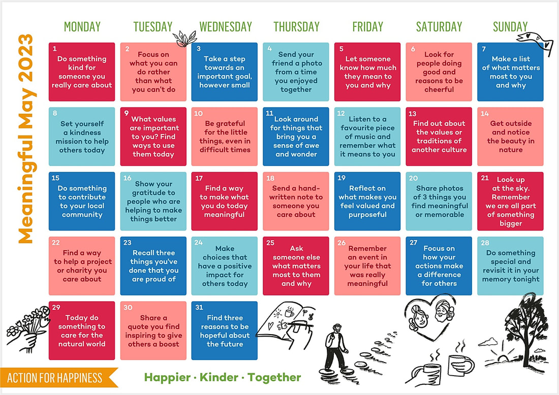 Meaningful May 2023 - Action for Happiness Calendar (image)