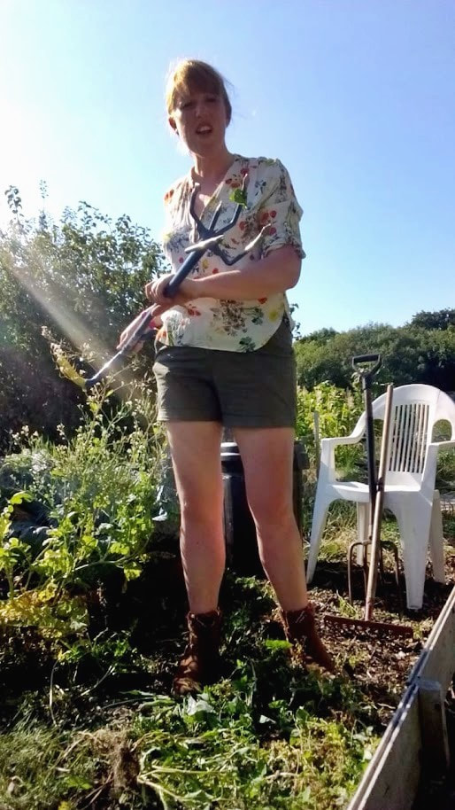 Chair person, Catt doing some maintenance on the allotment.